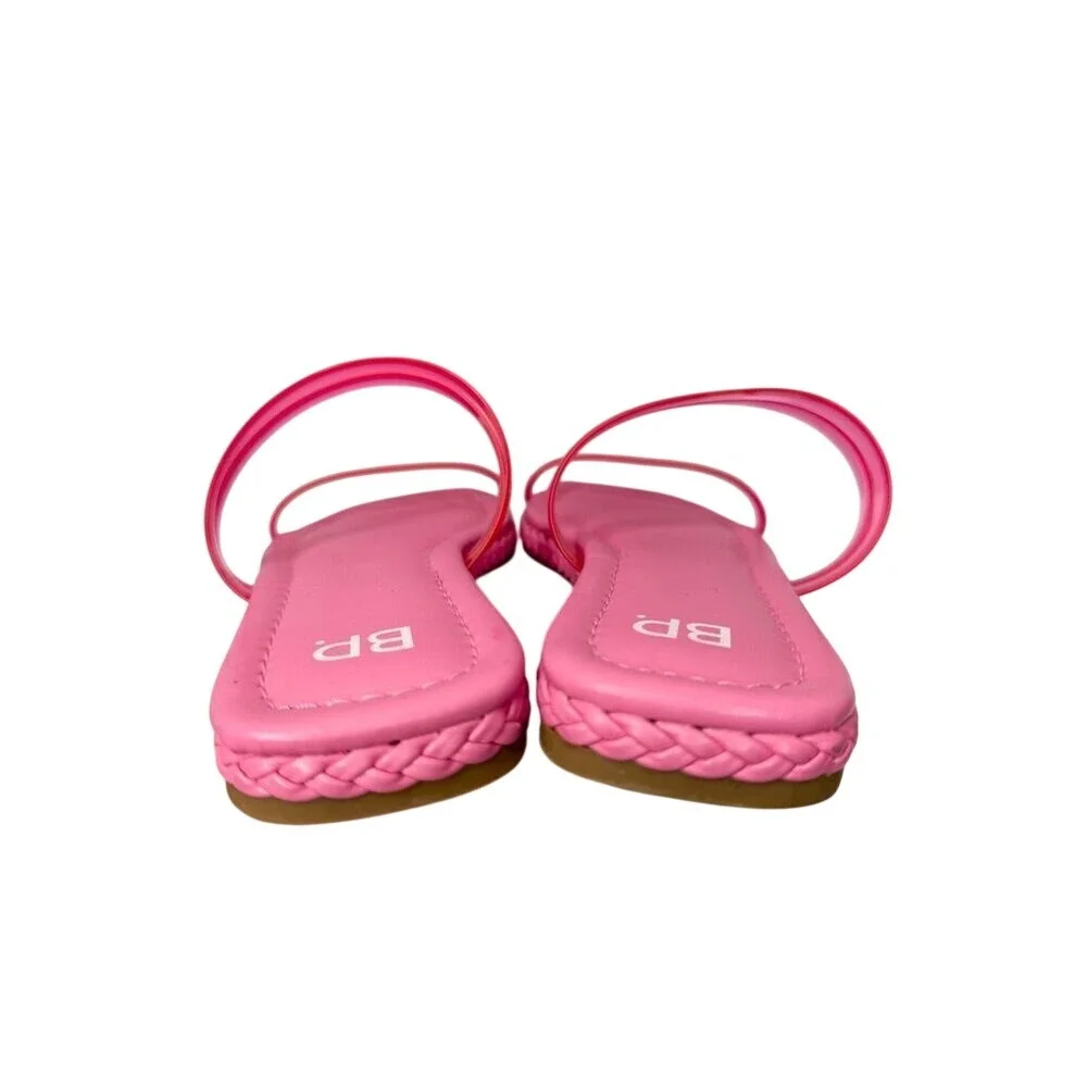 BP Viola Pink Jelly Slide Sandals Double Strap Square Toe Flats Size 12M